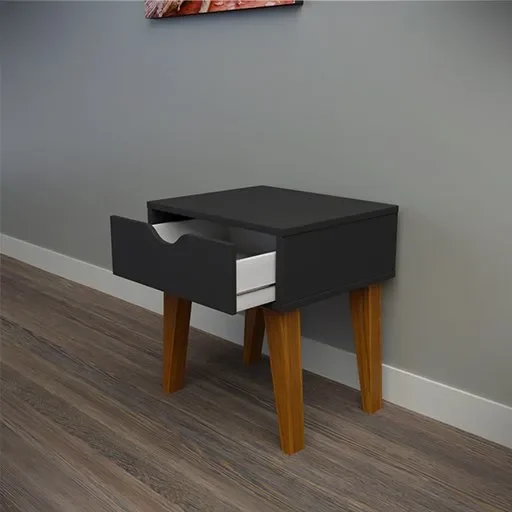 Black Bedside Table 1 Drawer