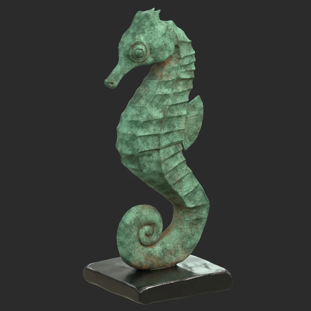 Seahorse Bronze Statue Oxydated