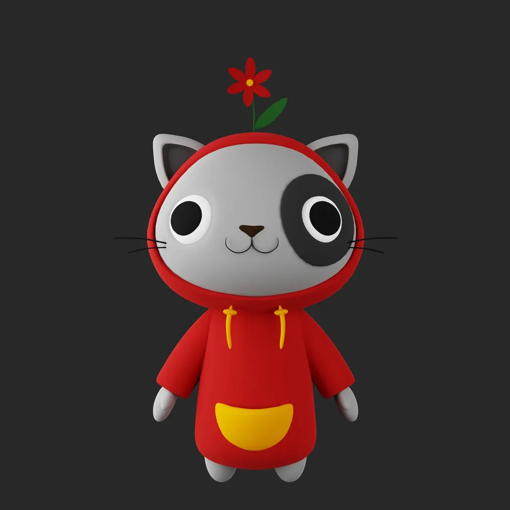 Cute Cat In The Red Hoody