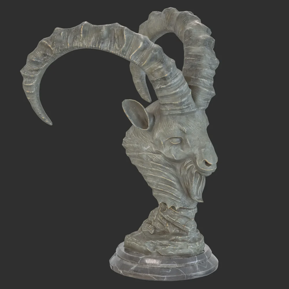 Goat Bust Diorite Statue