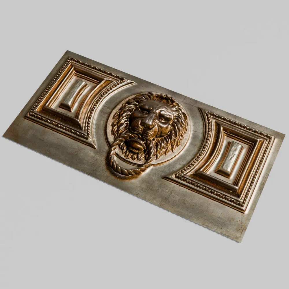 Brass Metal Lion Head Door Panel