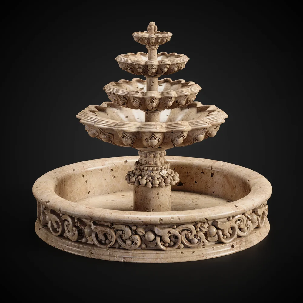 Ornamental Fountain + Pbr Texture