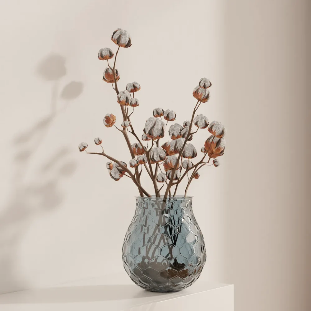 Cotton Elegance In Blue Glass