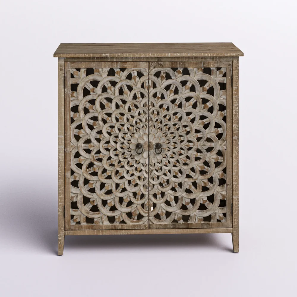 Mandala Carved Wooden Cabinet