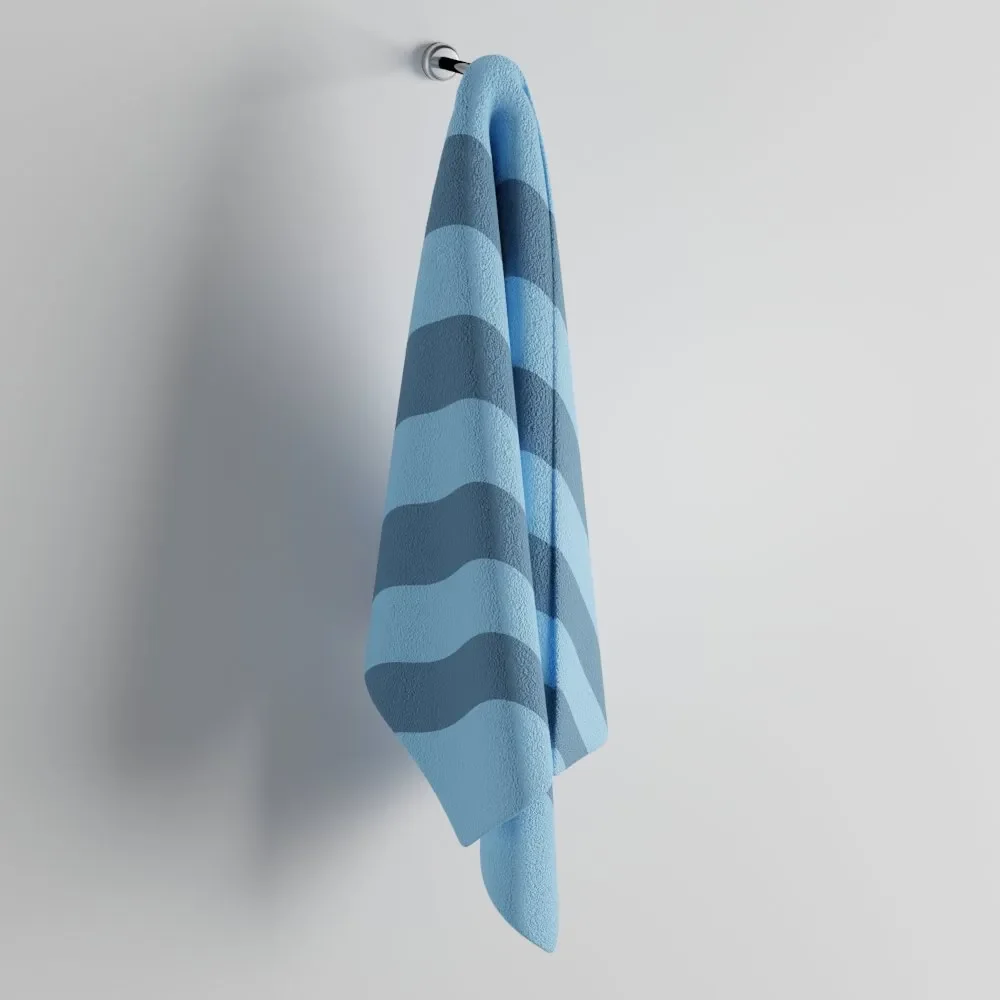 Blue Fluffy Towel On Hook