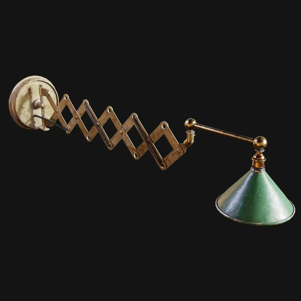 Industrial Scissor-Arm Lamp Extended