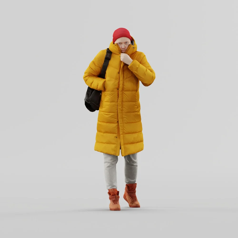 Walking Guy In Yellow Jacket