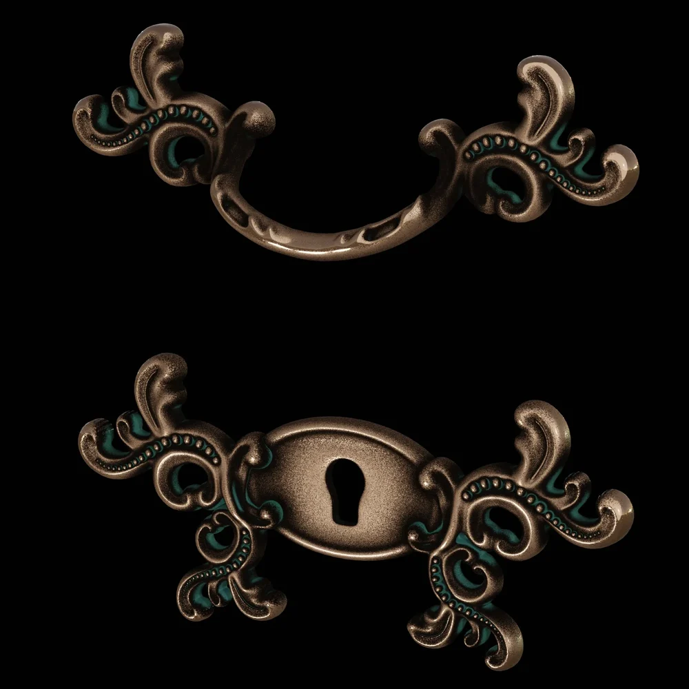 Vintage Bronze Handle Set