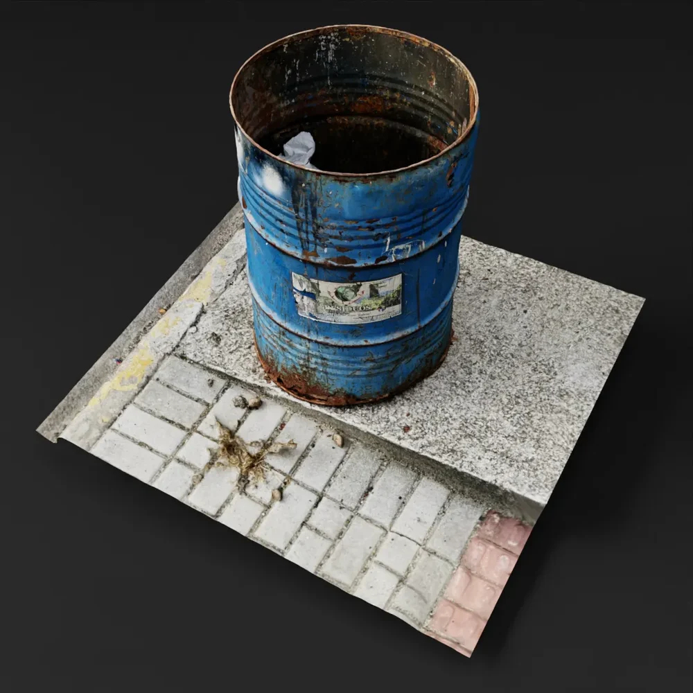 Old Metal Trash Can