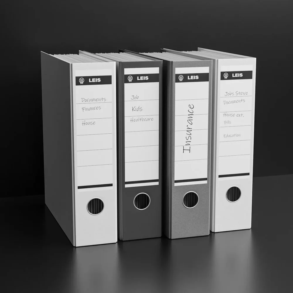 File Folders In Office With Labels And Documents