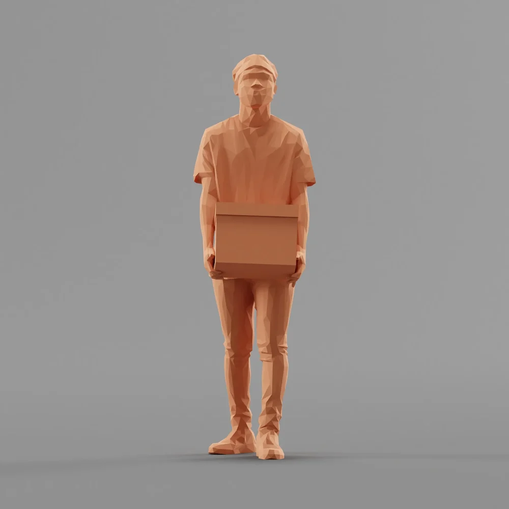 Lowpoly Male Walking With Box