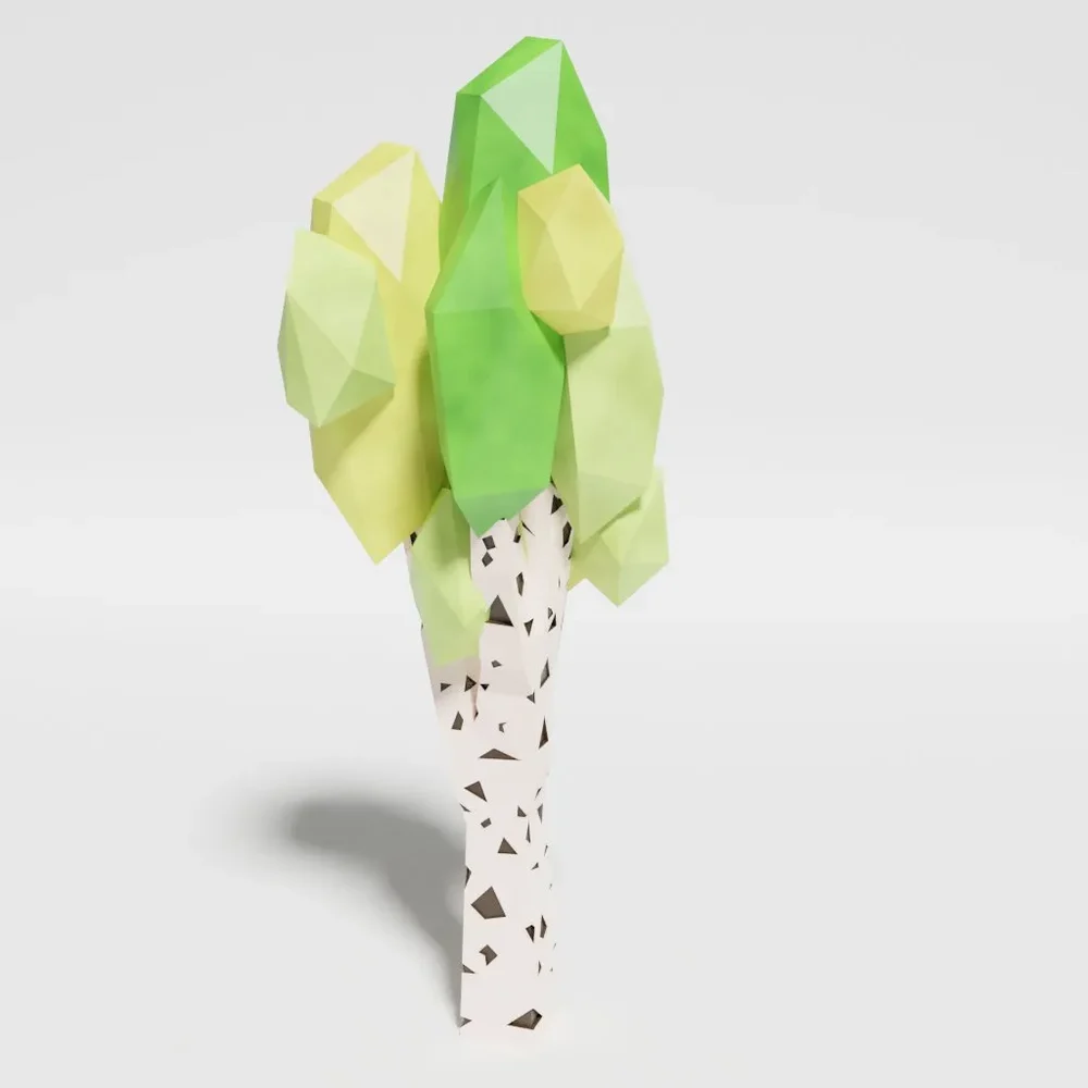 Low Poly Birch Tree "Singlecolor"