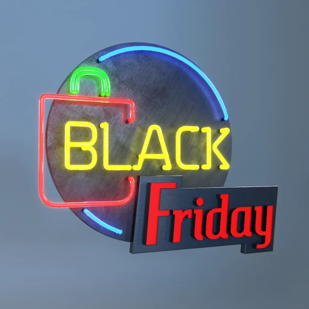 Black Friday In Neon And Metal