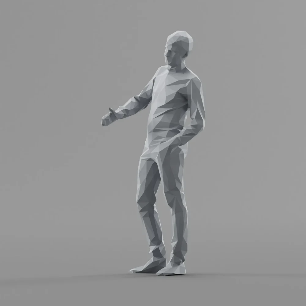 Lowpoly Man Extends His Hand