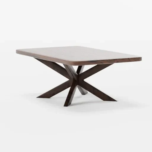 Wooden Table With Double Cross Legs