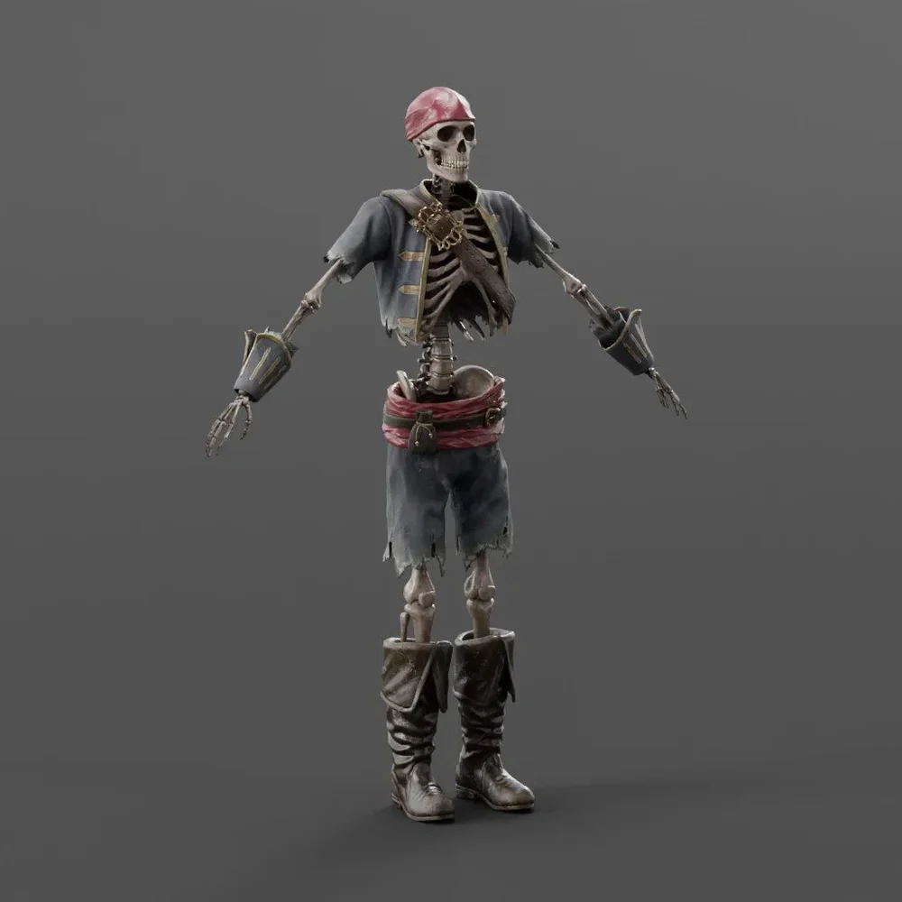 Haunted Buccaneer Skeleton Unrigged