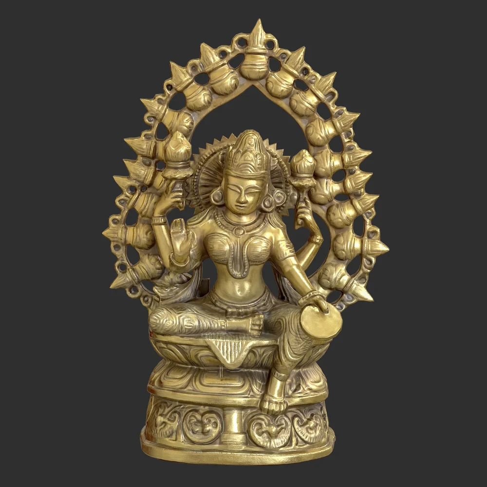 Vintage Brass Lakshmi Statue