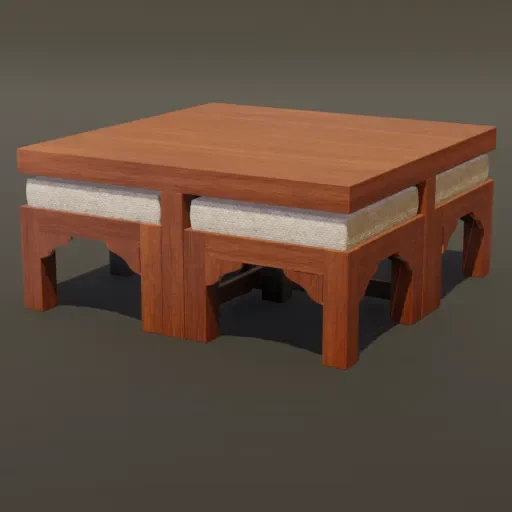 Cultural Coffee Table With Cusion Seats