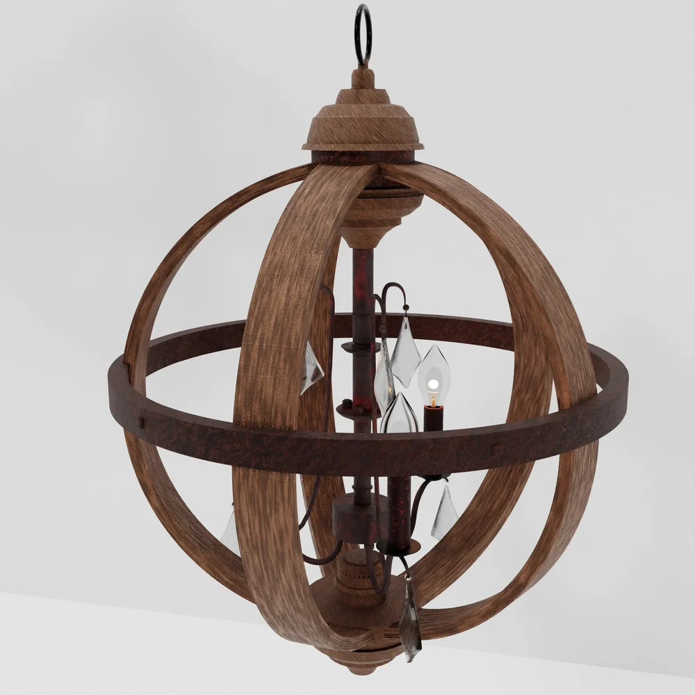Bronze And Wood Grain Chandelier