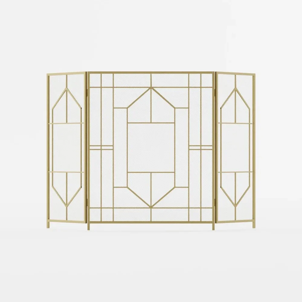 Bronze Golden Art Deco Fire Screen