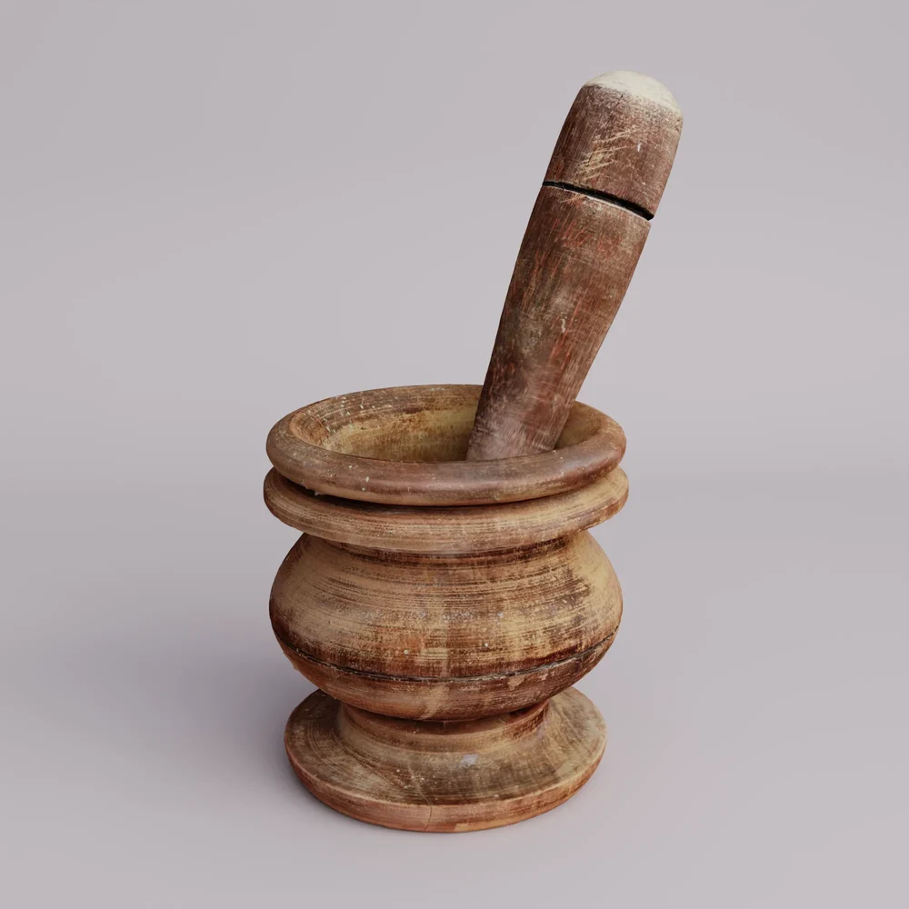 Wooden Mortar And Pestle