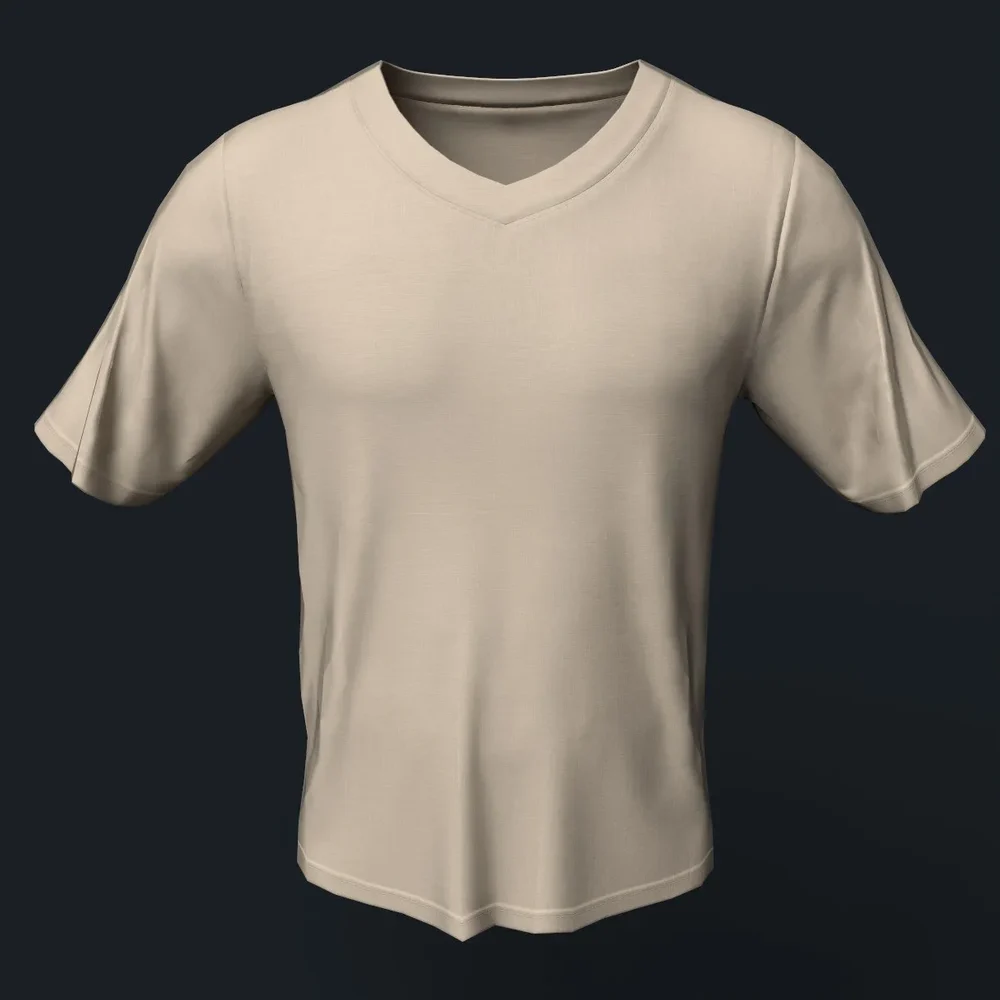Beige V-Neck T-Shirt