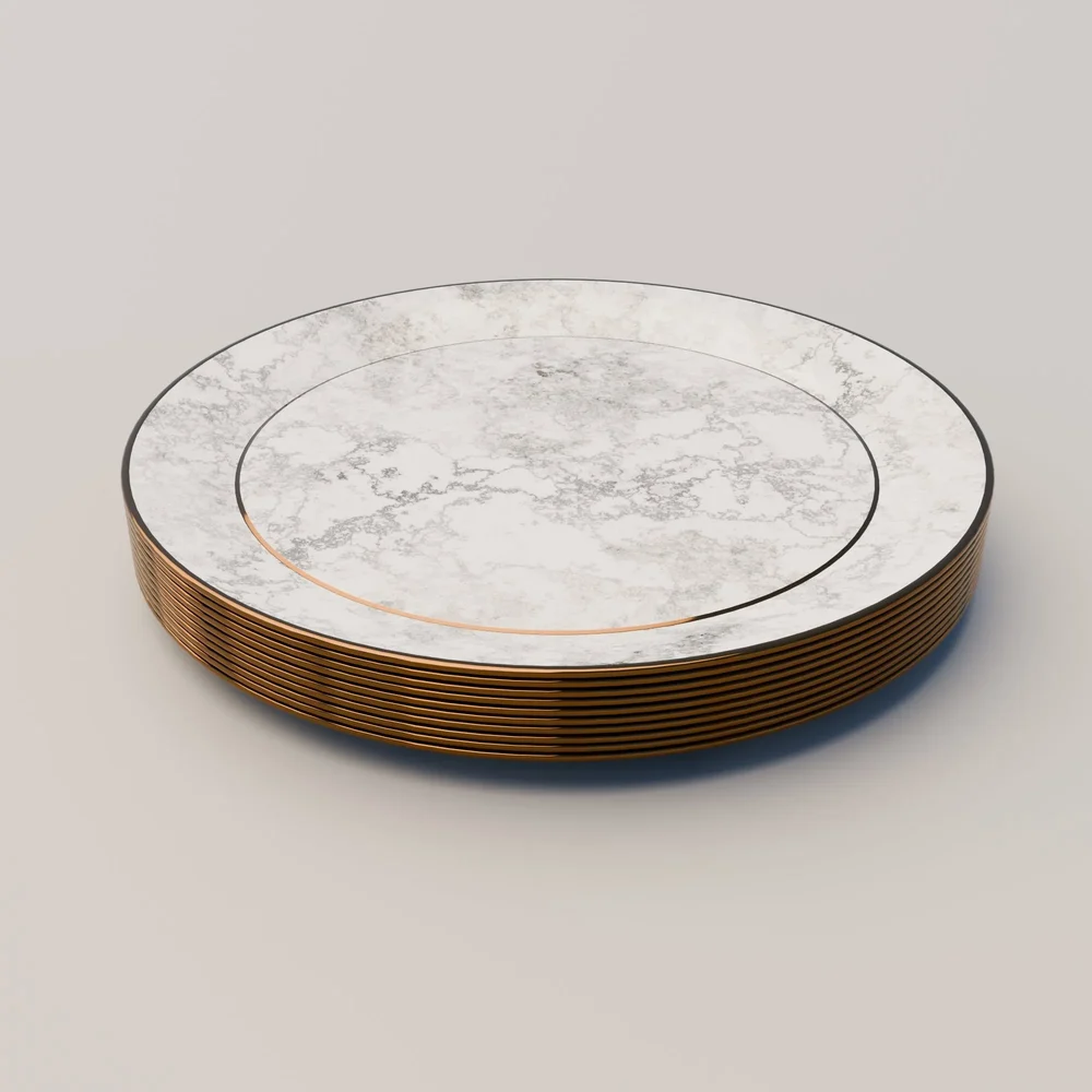 Marble Plates With Metal Trims