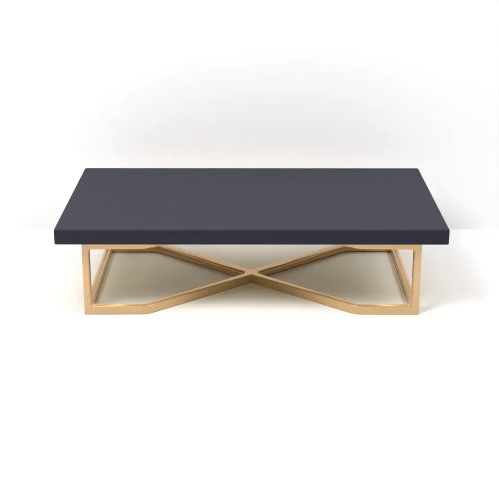 Brass Navy Blue Coffee Table
