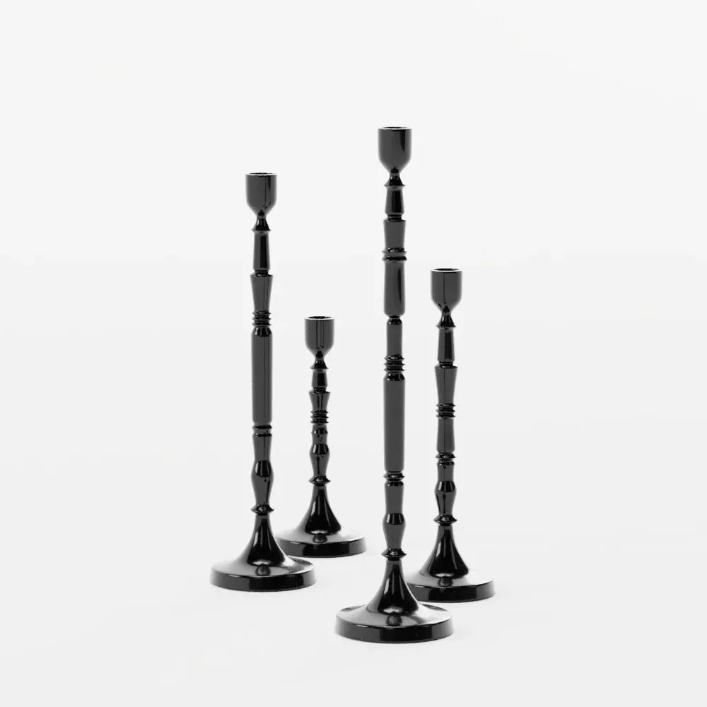 Astryd Black Metal Taper Candle Holders