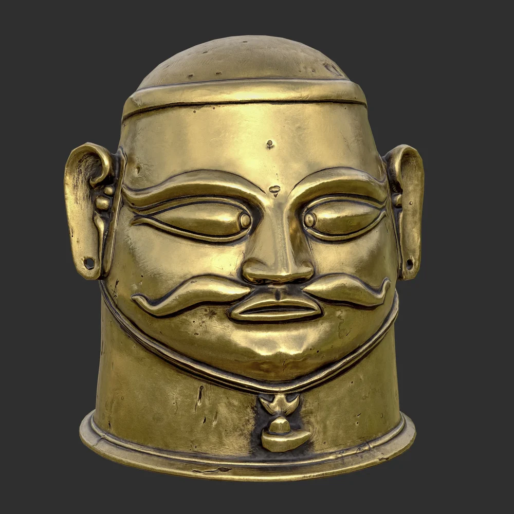 Brass Mask Of Khandoba Sculpture