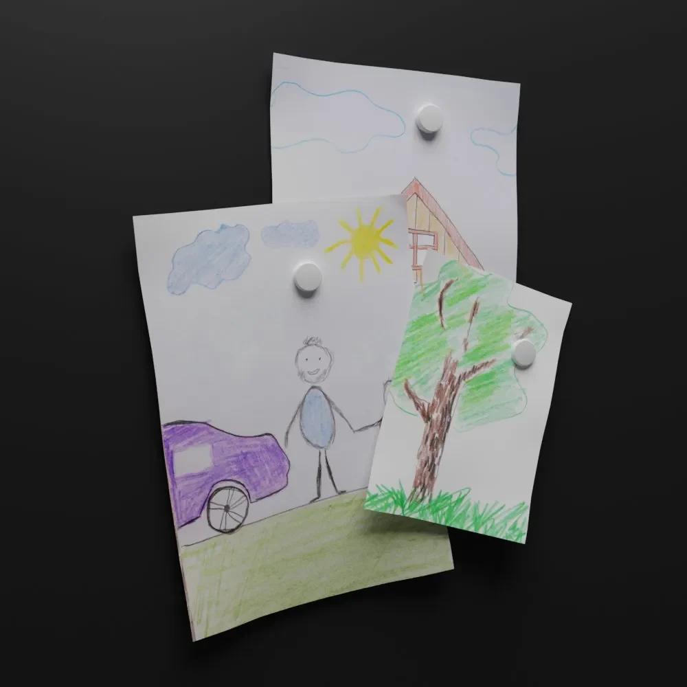 Children's Drawing On Refrigerator