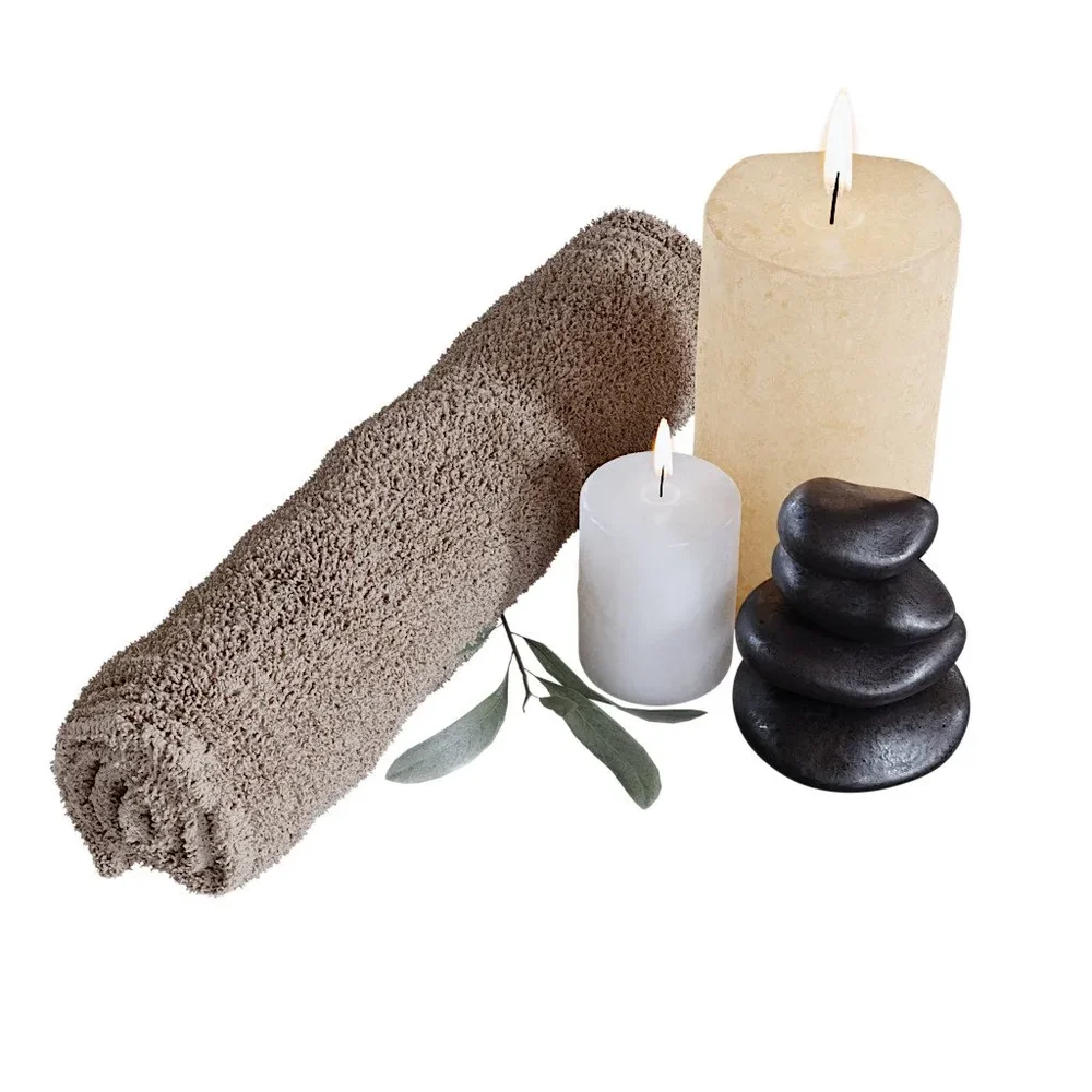Towel And Stones And Candles