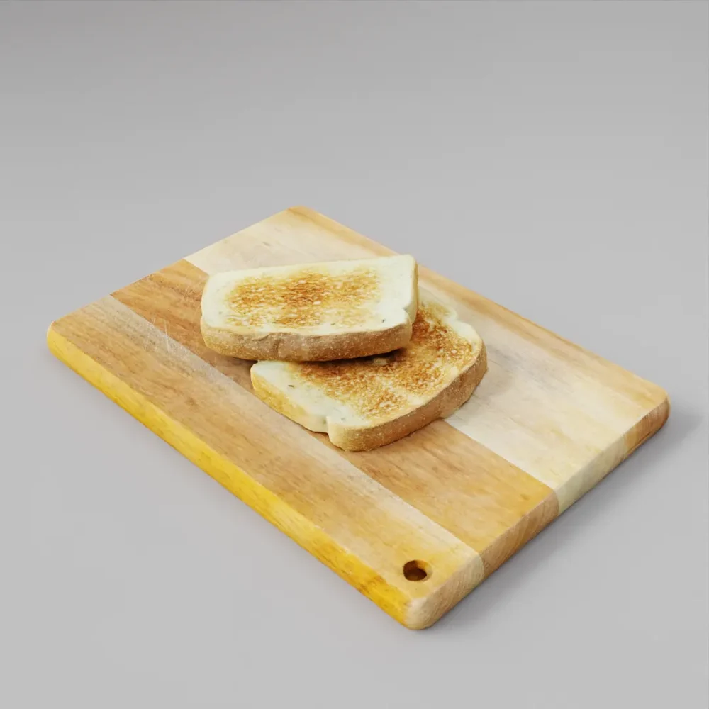 Toasted Bread On Cutting Board