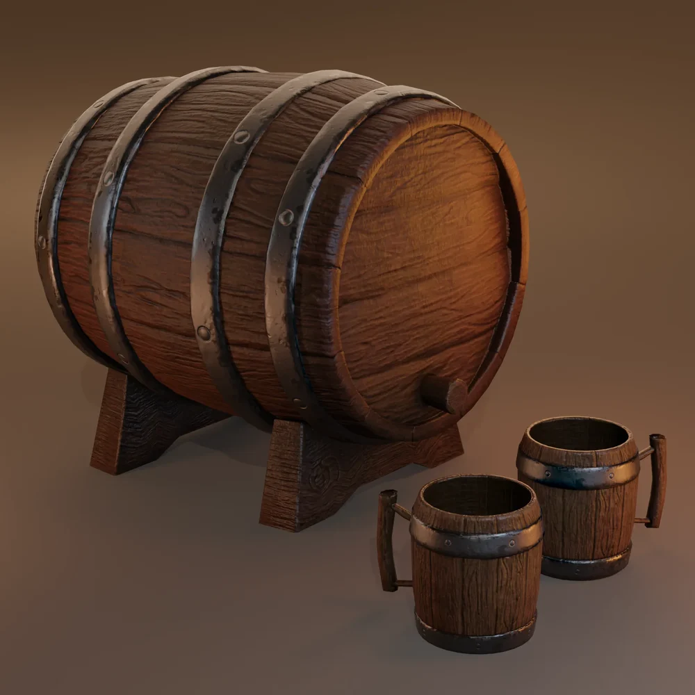 Wooden Barrel And Mug