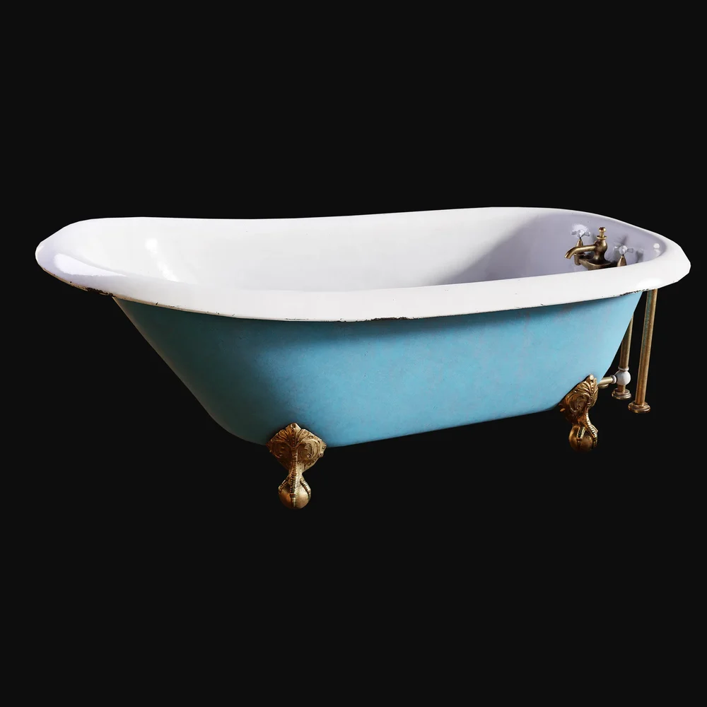 Early 1900s Clawfoot Bathtub Blue