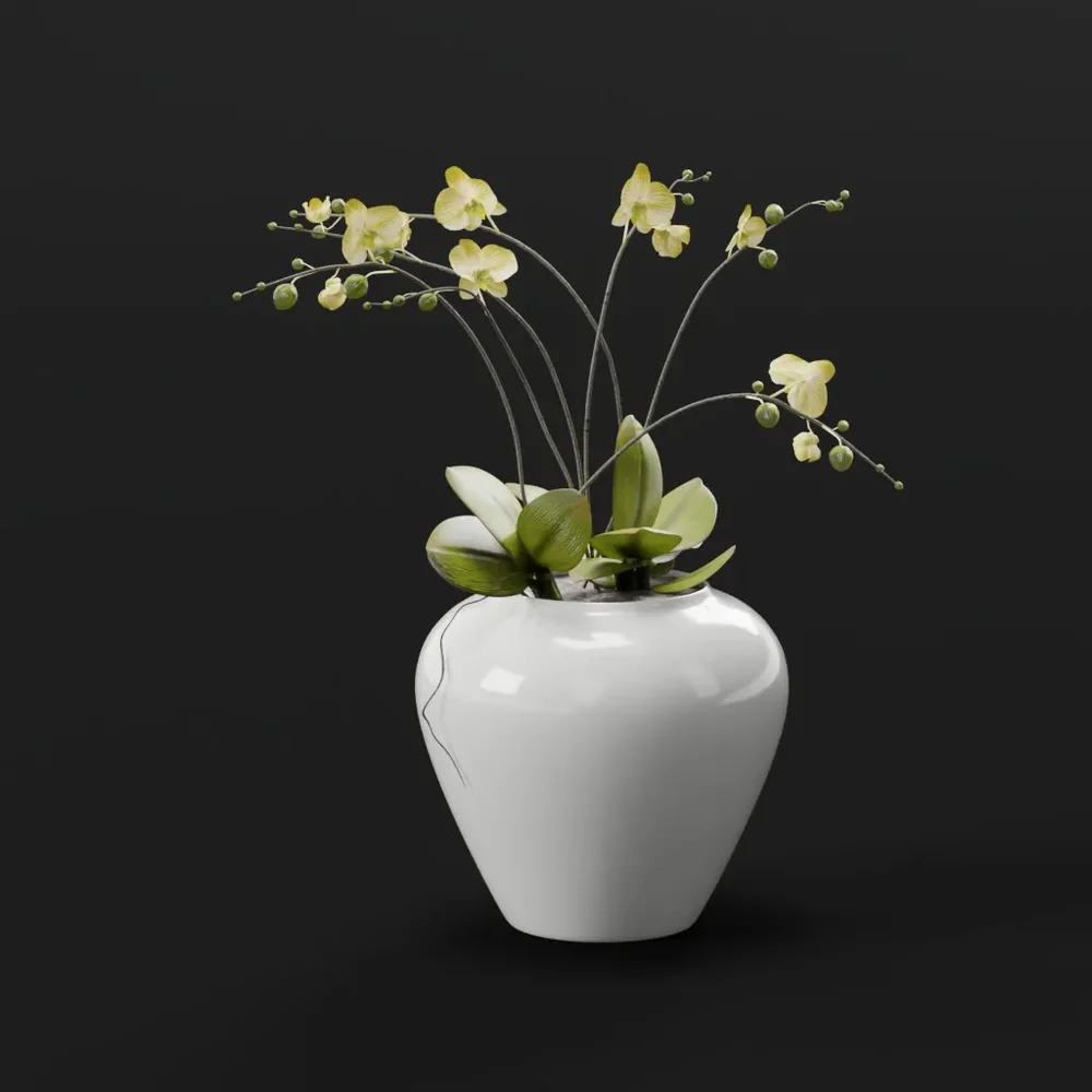 Orchid Arrangement In White Vase