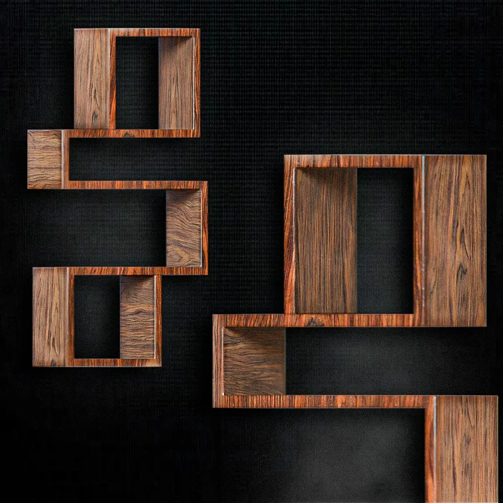 Geometric Wooden Wall Shelves