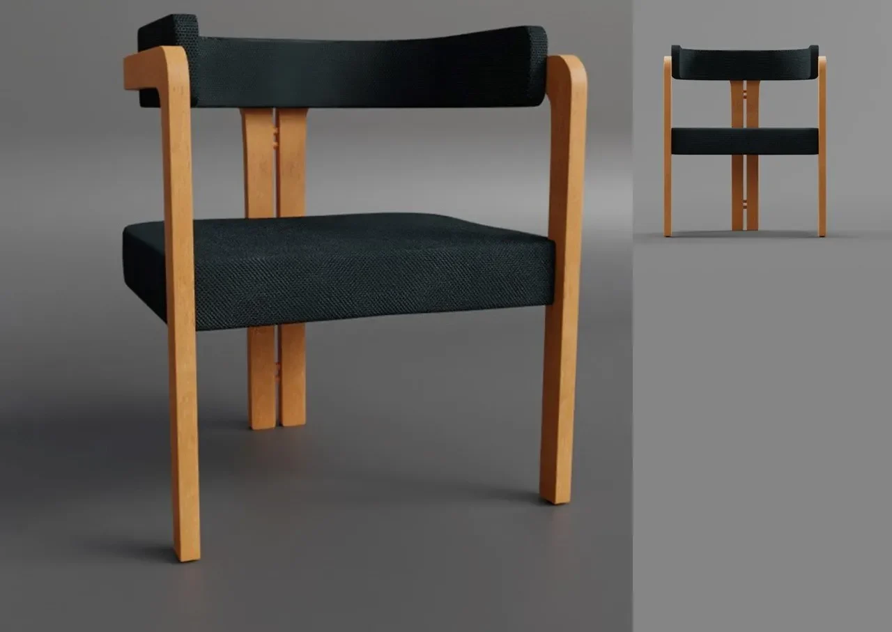 "Moon" Chair With Wood Legs