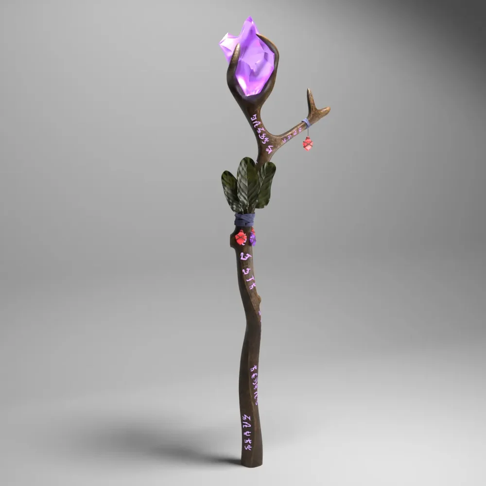Stylised Magic Crystal Wooden Wand