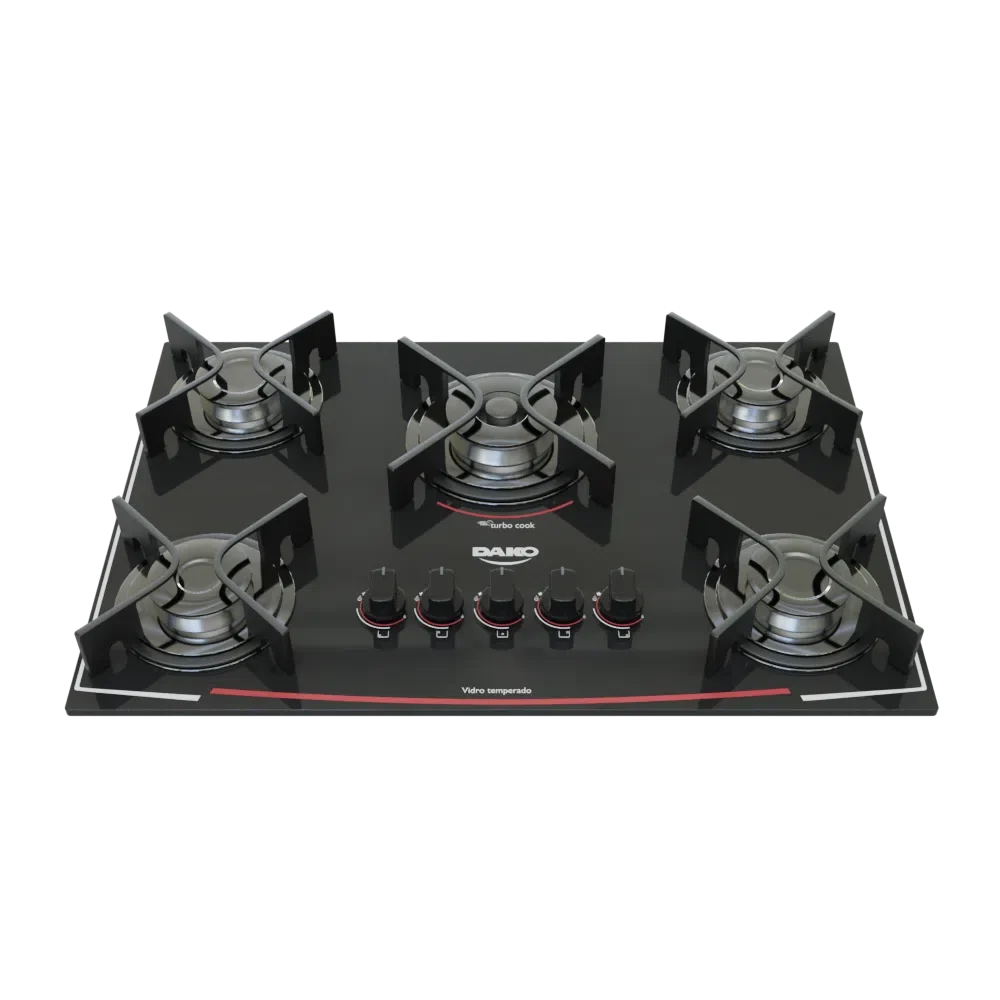 Cooktop 5 Burners Dako Glass Black