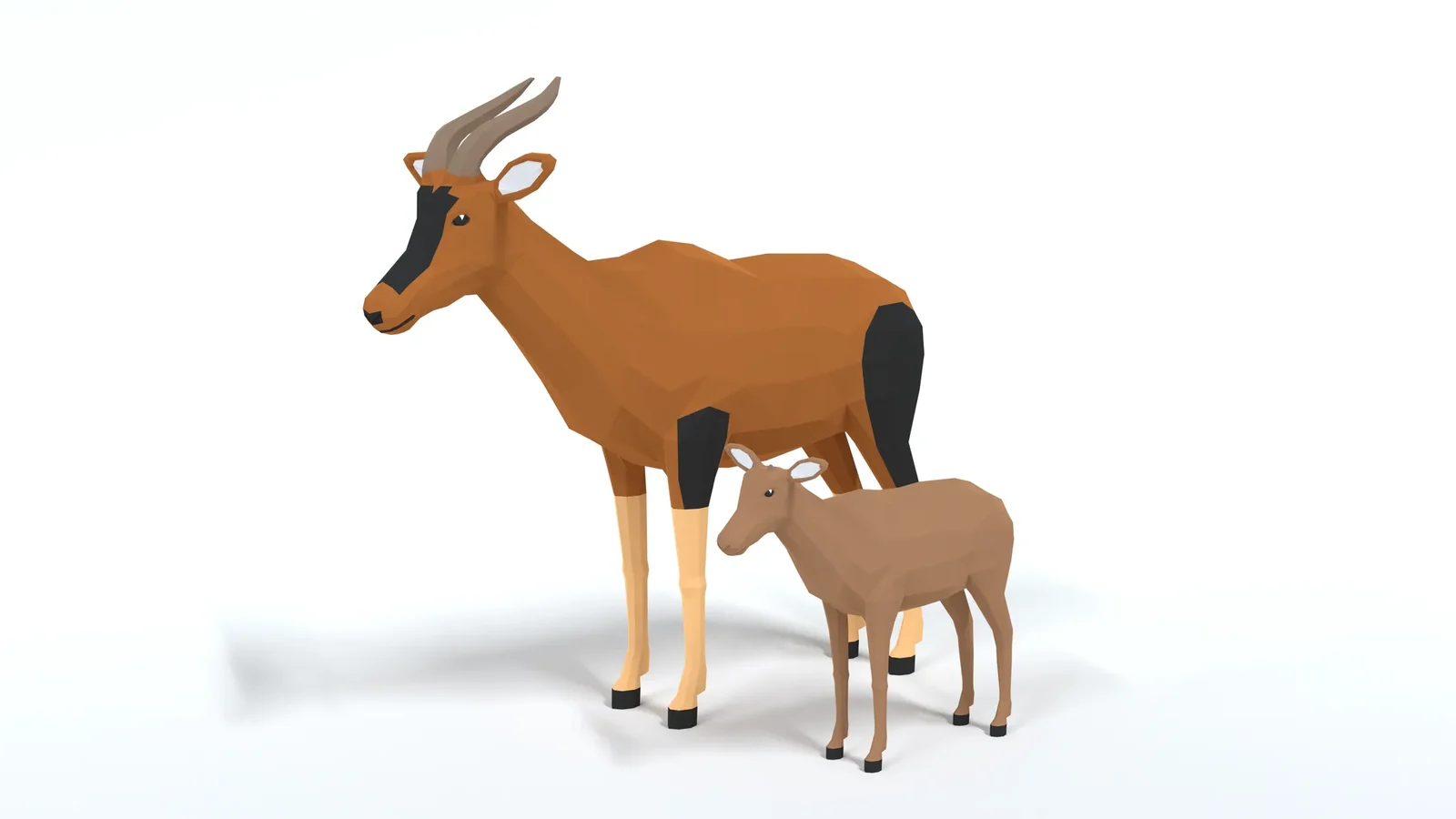 Low Poly Cartoon Topi Antelope