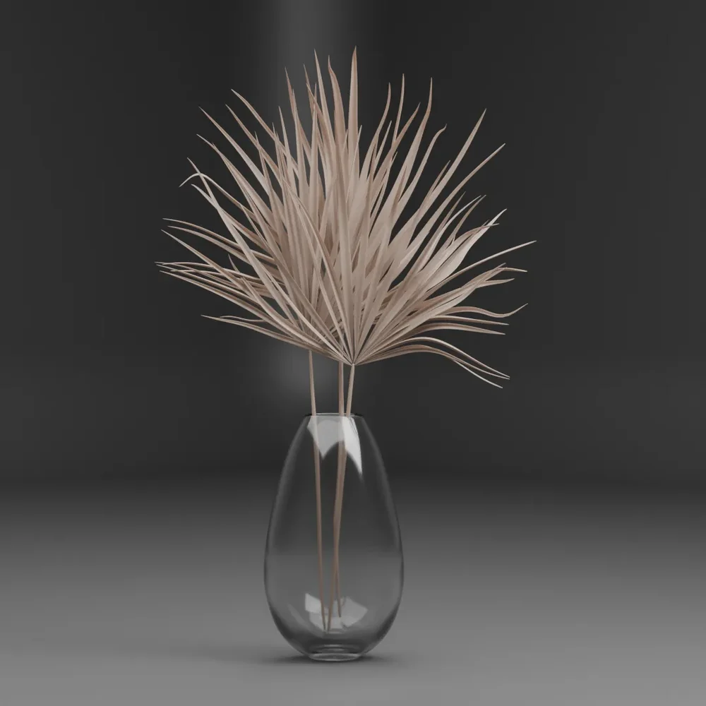 Dried Palm Leaves Glass Vase