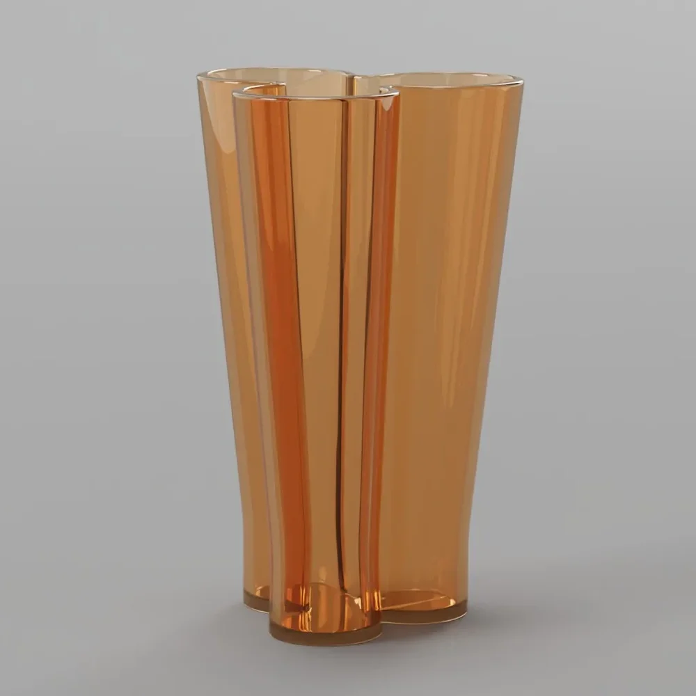 Modern Glass Vase – Amber Decorative Sculptural Vase