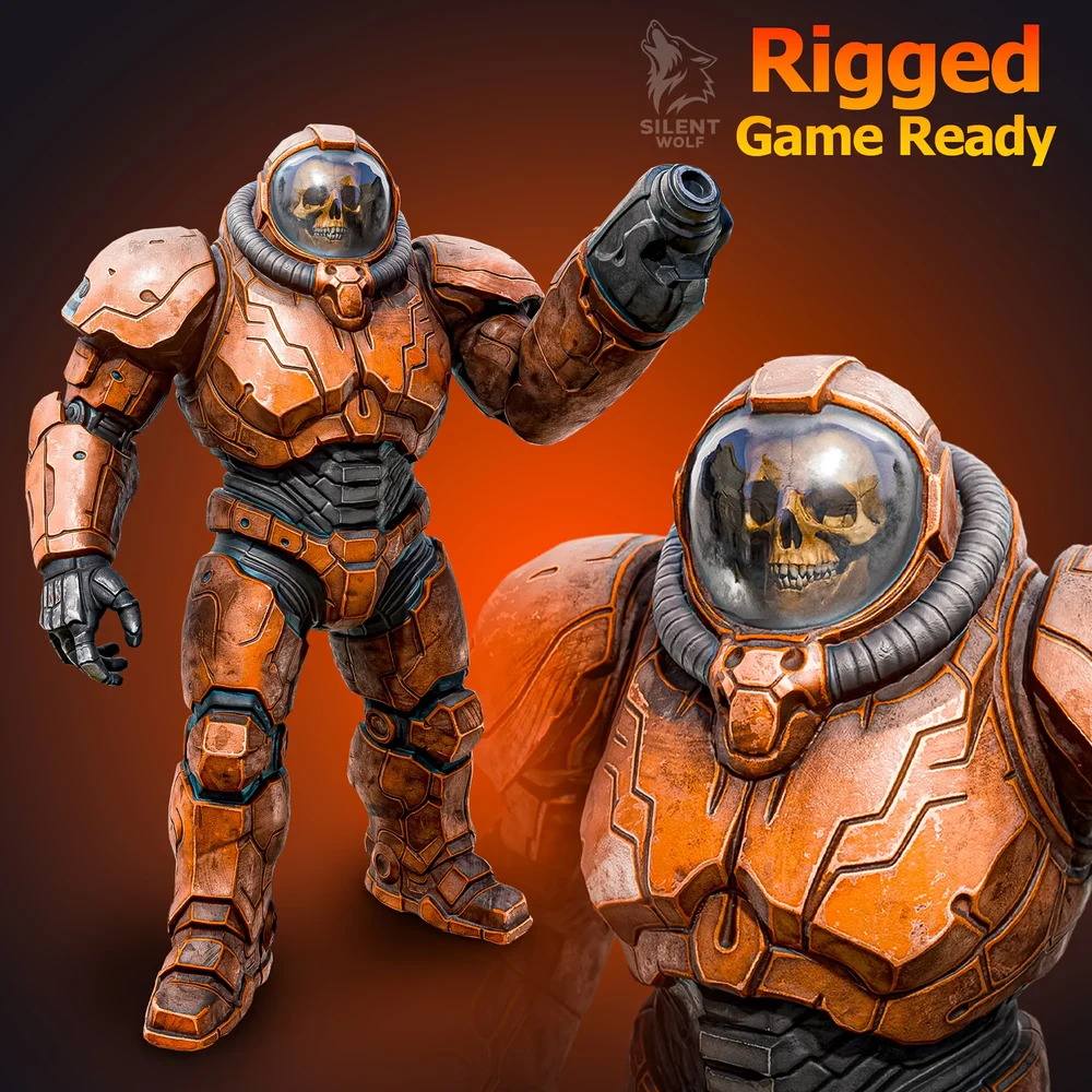 Skull Marine-Rigged-Animated