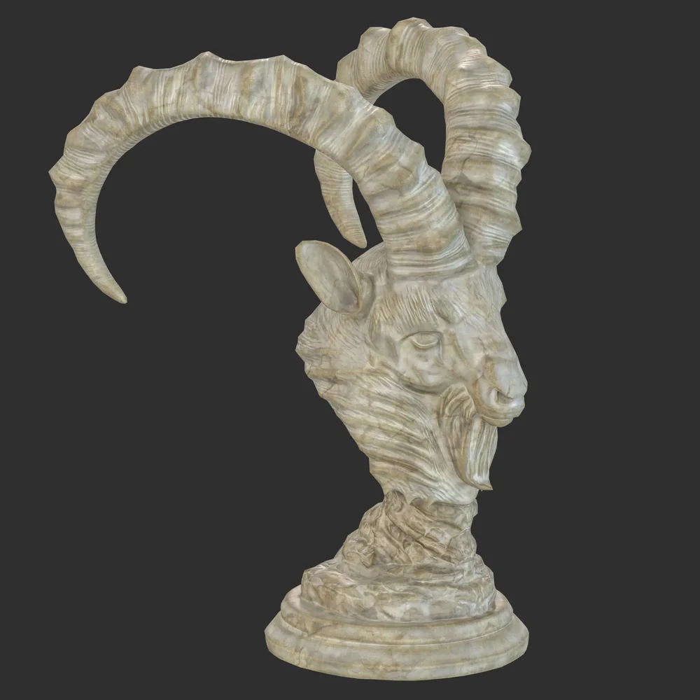 Goat Bust Marble Statue