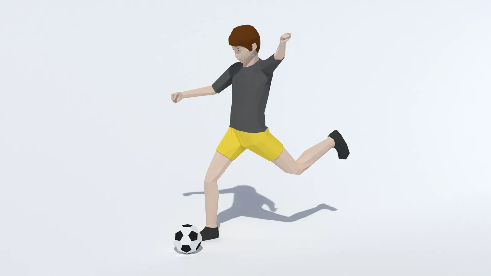 Low Poly Kid Playing Football