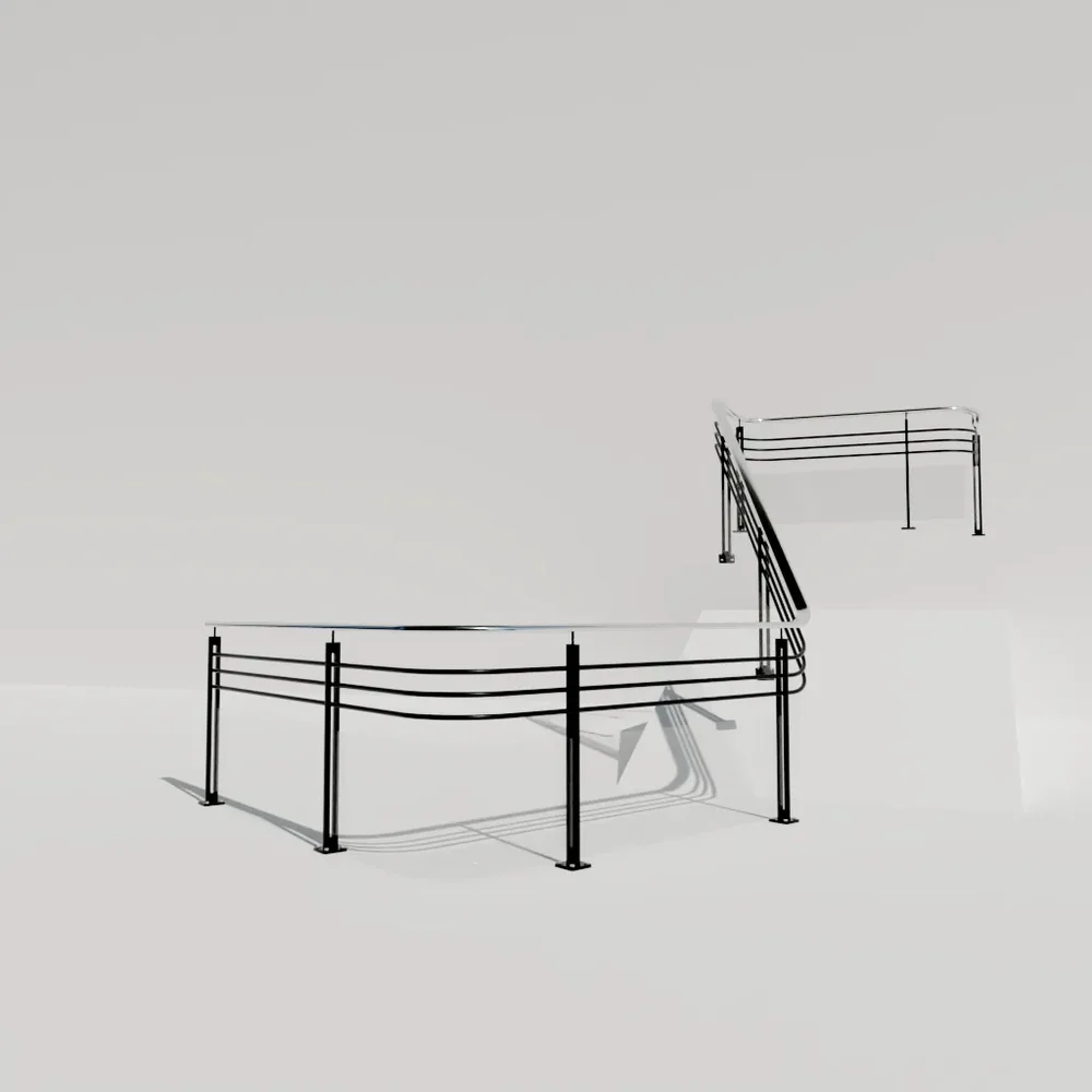 Railing With Braces And Glass Base
