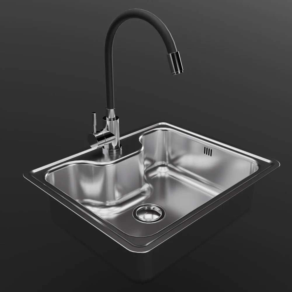 Kitchen Sink With A Faucet