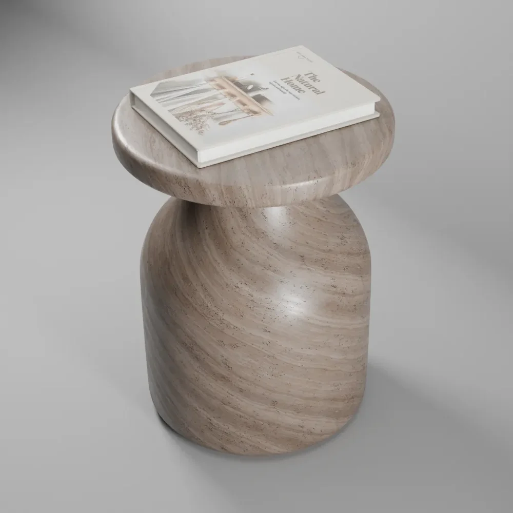 Marble Rounded Side Table Magazine