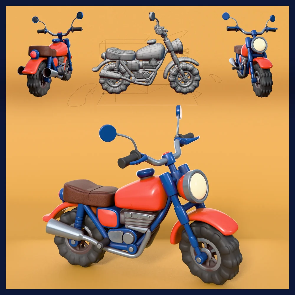 Stylized Cartoon Motorcycle